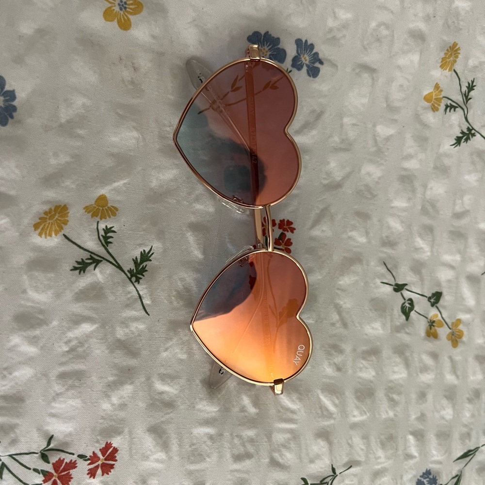 Quay Australia Heart-Shaped Sunglasses with Rose Gold Frame